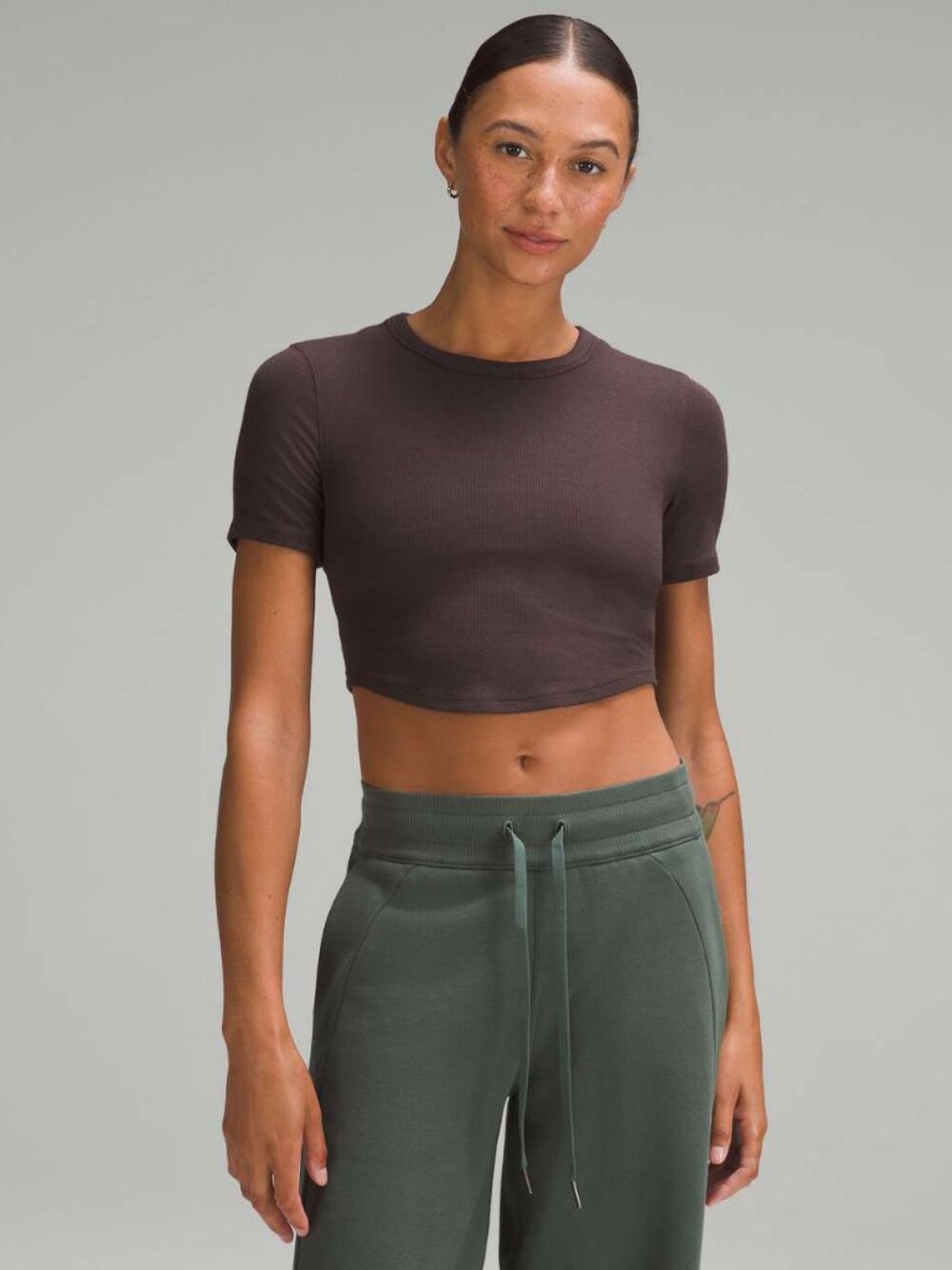 Lululemon Hold Tight Cropped T-Shirt - Espresso - Size 6